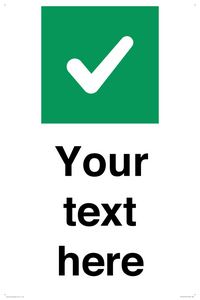 Custom plain background, green square with tick sign